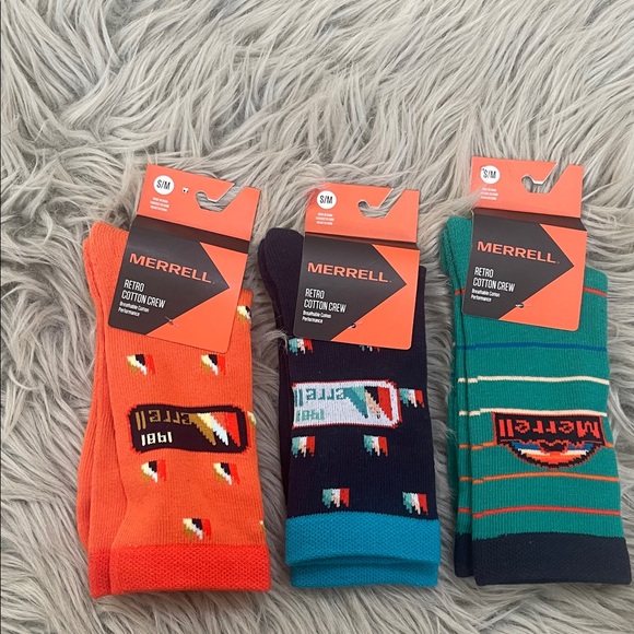 Merrell Accessories - Merrell Retro Cotton Crew Socks - Orange, Teal, Green bundle